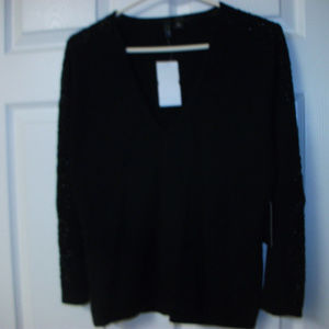 CASHMERE BLACK BEADED SWEATER NEW SIZE LARGE